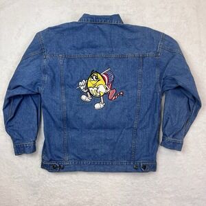 Vtg 90 M&M's Brand, Las Vegas, Button Up, Denim Jean Jacket, Embroidered, Sz. XL